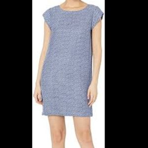 Joie Weaver Blue White Pattern 100% Silk Dress Large